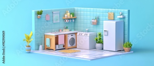 Modern Minimalist Laundry Room Design Concept