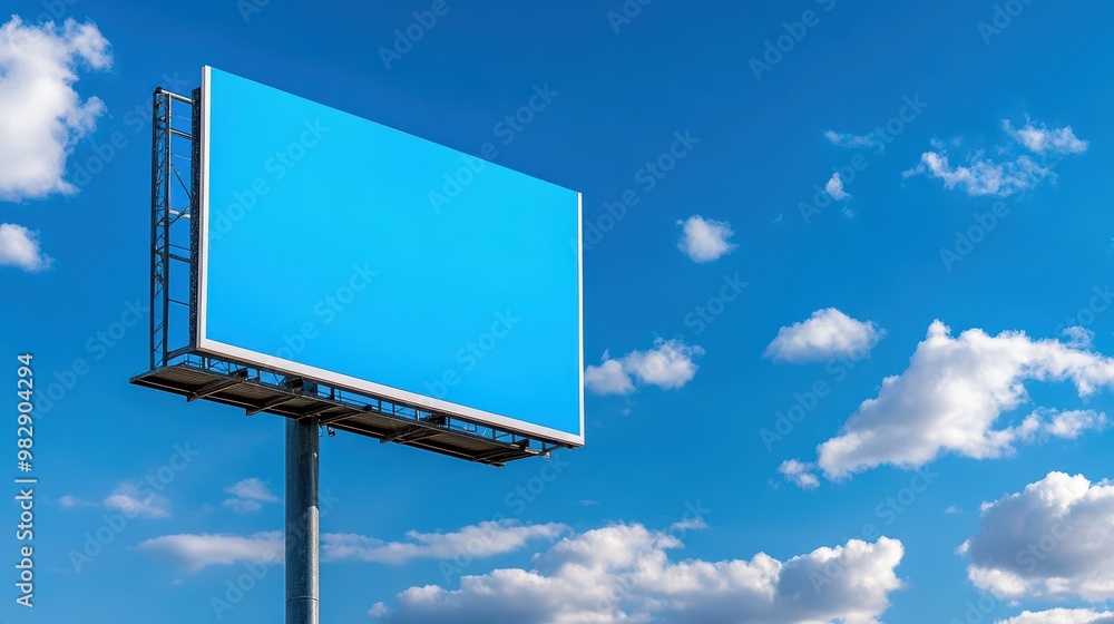 Empty Billboard Against a Clear Sky Background Empty Billboard Against a Clear Sky Background