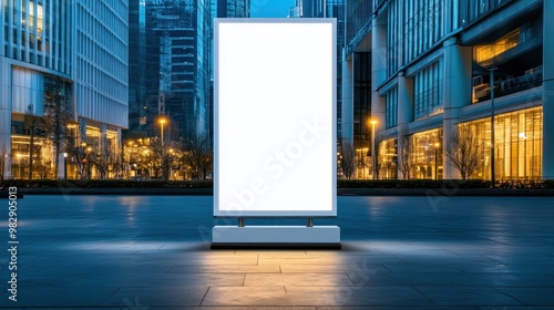 Blank Advertisement Board in Urban Setting at Dusk