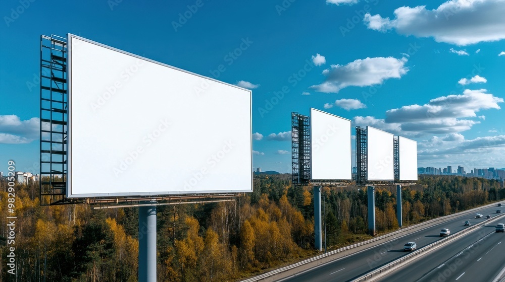 Empty Billboards on Highway Under Blue Sky Empty Billboards on Highway Under Blue Sky