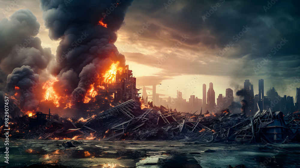 developed cities with industrial factories that cause pollution that damages the city, resulting in climate change. Save our planet developed cities with industrial factories that cause pollution that damages the city, resulting in climate change. Save our planet