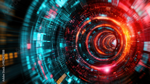 Wallpaper Mural A powerful quantum computer solving complex problems, with digital patterns and calculations swirling around the machine in a high-tech environment Torontodigital.ca