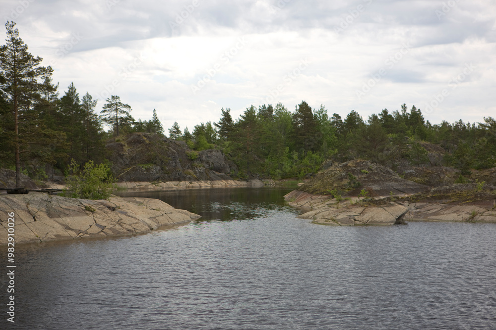 Russia Karelia Lake Ladoga on a sunny summer day Russia Karelia Lake Ladoga on a sunny summer day