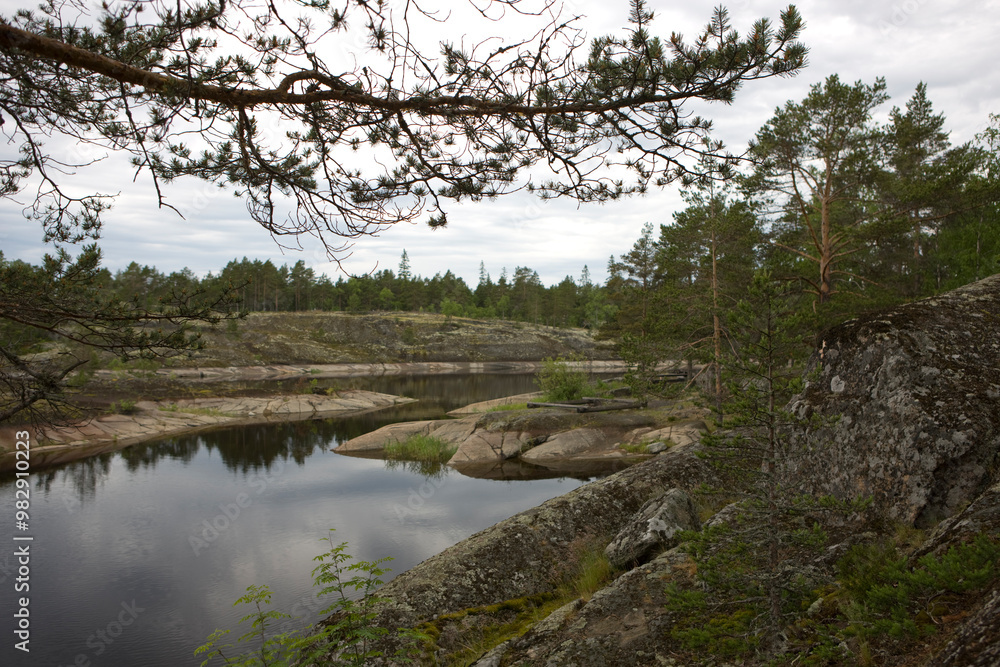 Russia Karelia Lake Ladoga on a sunny summer day Russia Karelia Lake Ladoga on a sunny summer day