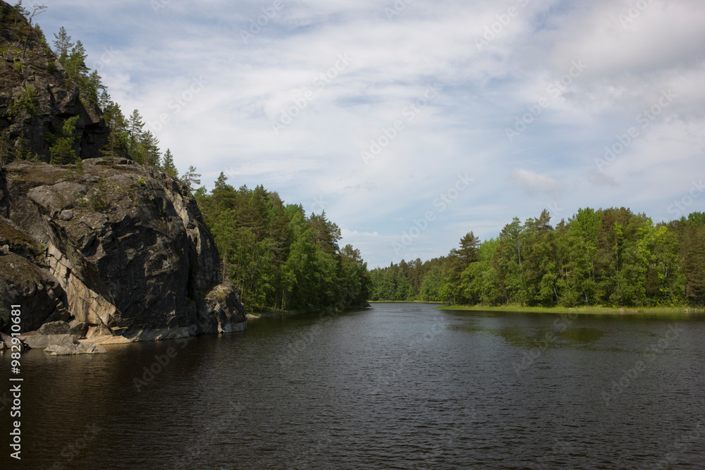 Fototapeta premium Russia Karelia Lake Ladoga on a sunny summer day