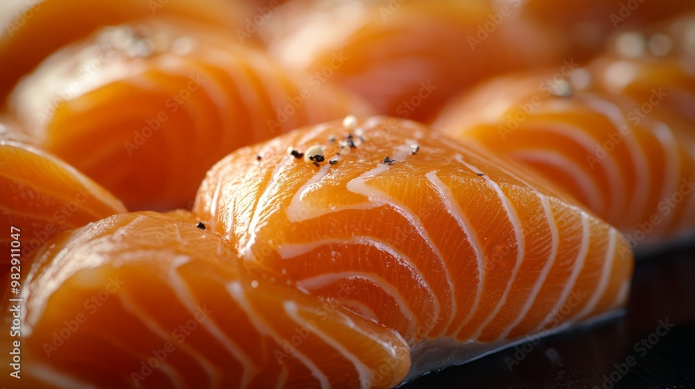 A close up of salmon fillets with black pepper sprinkled on top A close up of salmon fillets with black pepper sprinkled on top