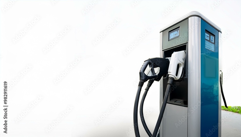 electric car charging station at the gas station white backgraund electric car charging station at the gas station white backgraund