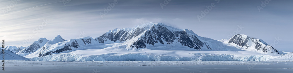 The Greatest Peaks in the World - Panoramic View of Vinson Massif in Antarctica with Snowy Peaks and Ice Formations The Greatest Peaks in the World - Panoramic View of Vinson Massif in Antarctica with Snowy Peaks and Ice Formations
