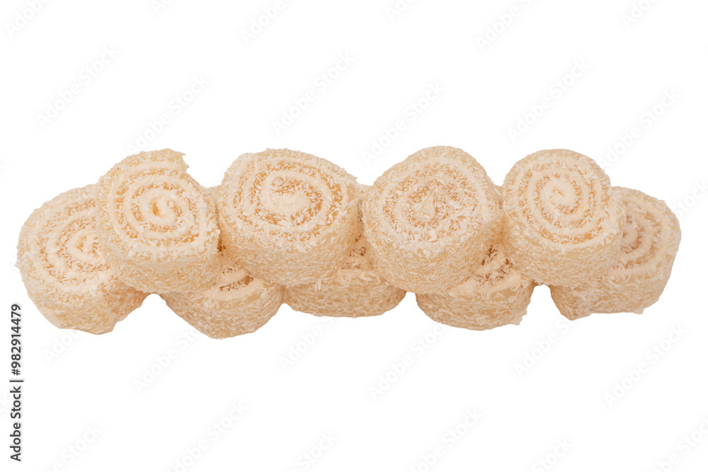 Coconut candy roll isolated on a white background. Coconut candy roll isolated on a white background.