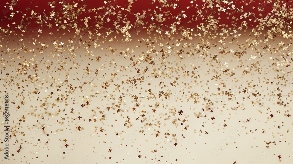 Festive Golden Stars Cascading in Elegant Pattern Against Burgundy and Cream Background Festive Golden Stars Cascading in Elegant Pattern Against Burgundy and Cream Background