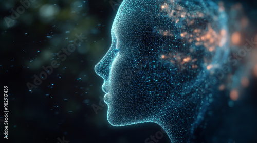 A human head with microchips interwoven into the brain, representing artificial intelligence.