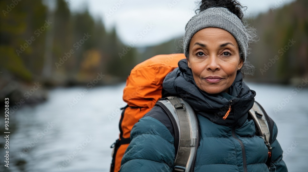 Mature Woman on a Scenic Hike Mature Woman on a Scenic Hike