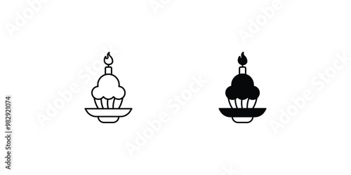 easter cake set icon with white background vector stock illustration