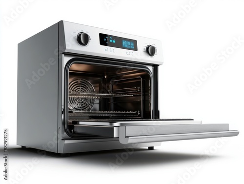 Modern Stainless Steel Oven with Open Door photo