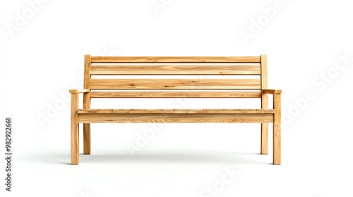 A simple and elegant wooden bench, perfect for outdoor or indoor seating in a cozy setting.