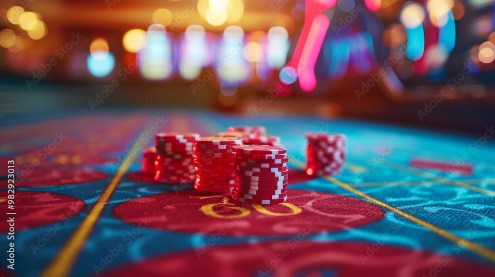 color Betting Chips on Craps Table color Betting Chips on Craps Table