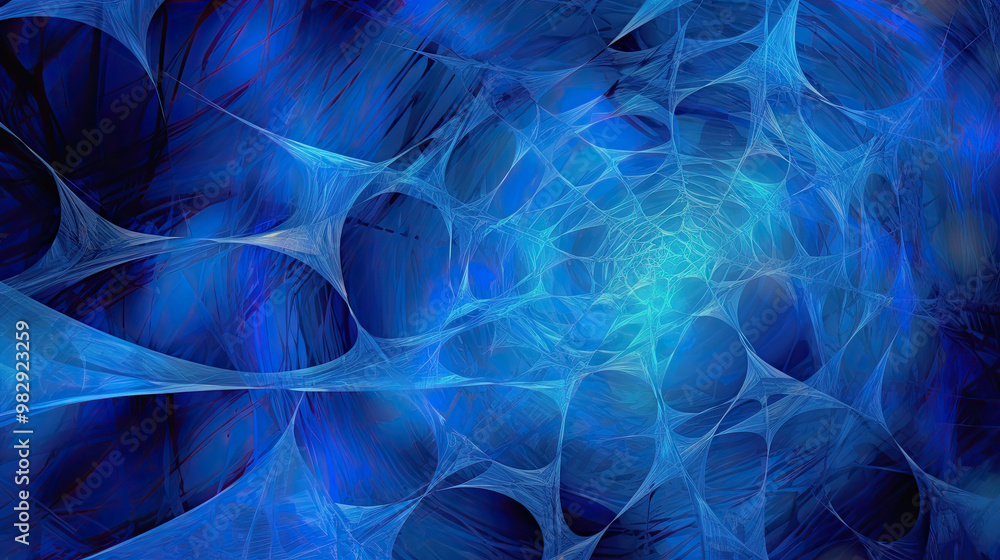 Fototapeta premium vivid blue spider webs illustration or vivid blue cobwebs illustration