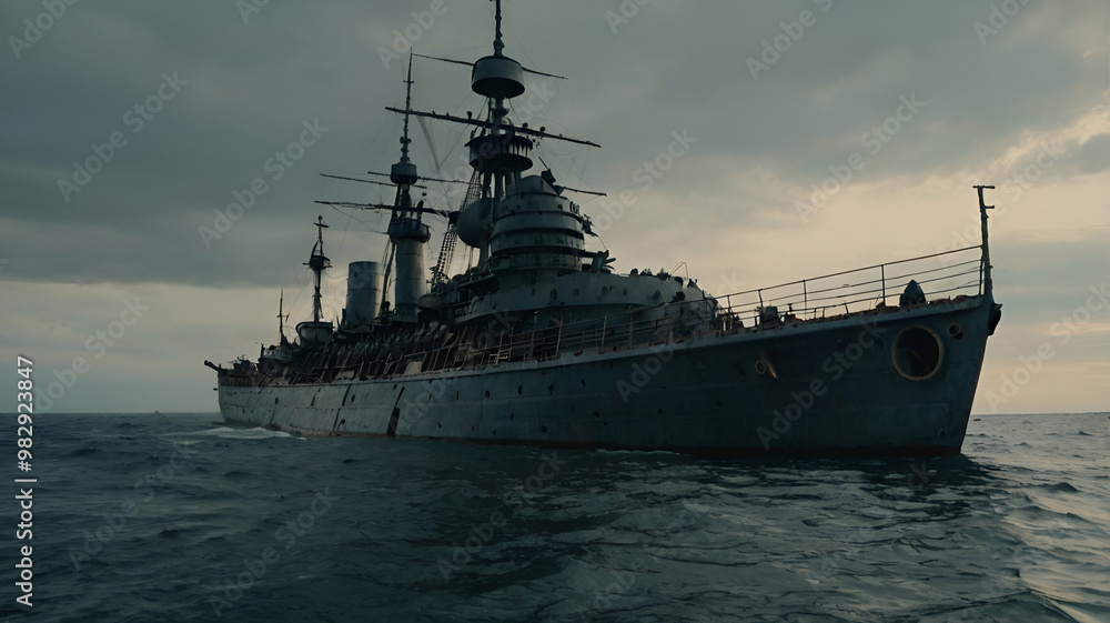 old style Battle ship with no people old style Battle ship with no people
