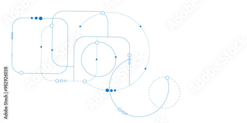 Abstract geometric white dots and lines connection circuit concept. Global communication technology background design.