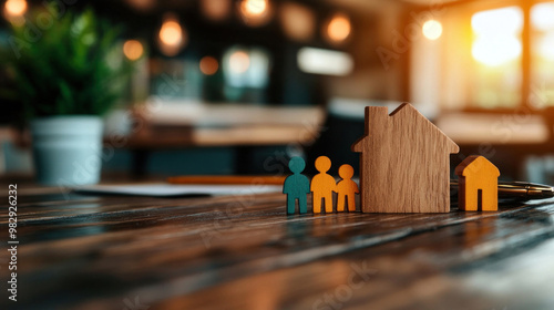 A modern insurance policy document laid out on a desk, detailing comprehensive coverage options for a family photo