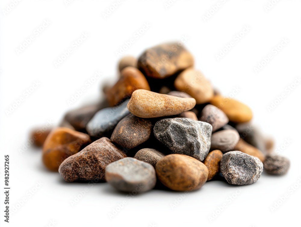 Smooth River Rocks Pile Isolated On White Background Smooth River Rocks Pile Isolated On White Background