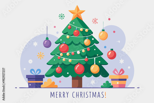a festive christmas tree VECTOR illustration 