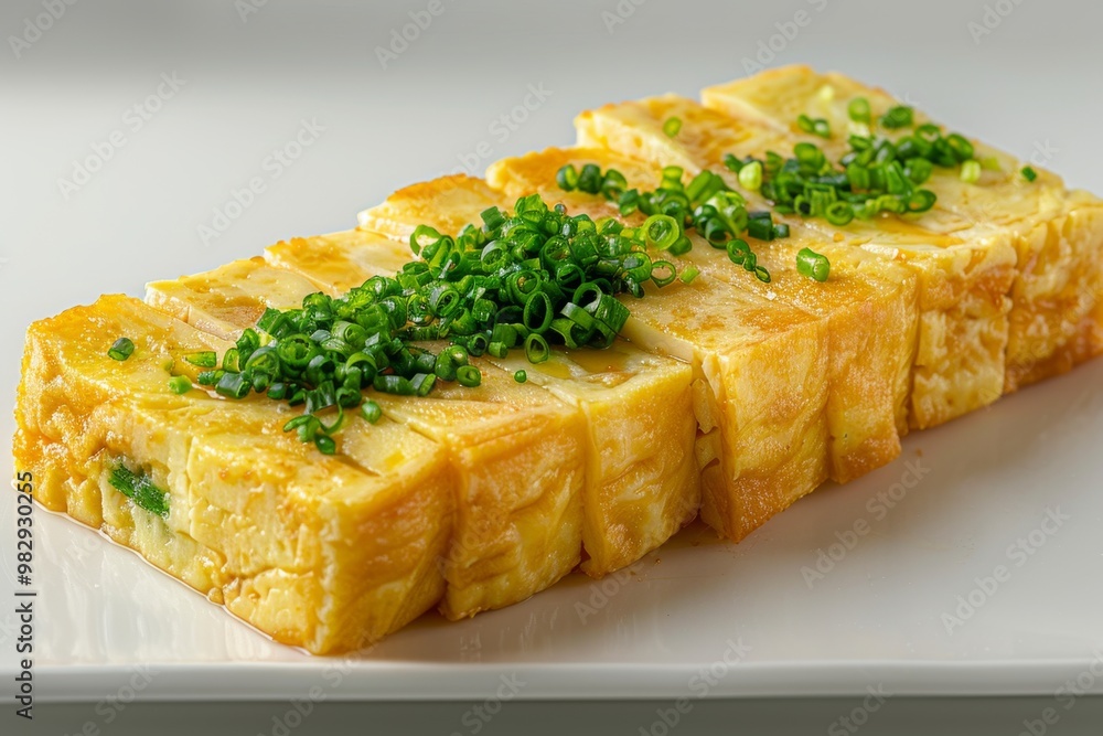 Japanese tamagoyaki slices with pickles Japanese tamagoyaki slices with pickles