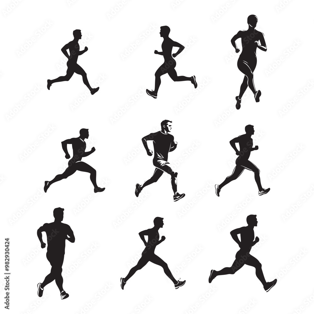 vector of black silhouette of running person vector of black silhouette of running person