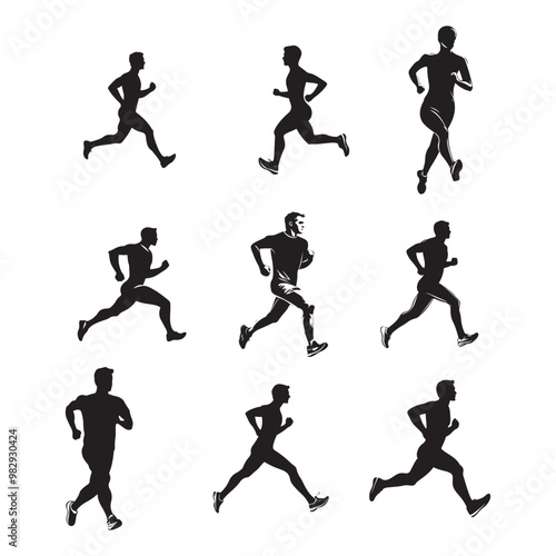 Wallpaper Mural  vector of black silhouette of running person Torontodigital.ca