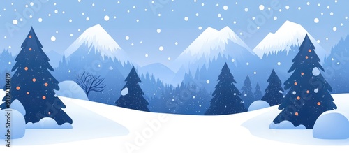 Winter landscape collection featuring snowy mountains frozen nature and snowfall Ideal for minimalist graphic designs including flyers coupons vouchers and gift cards Set of illustrations