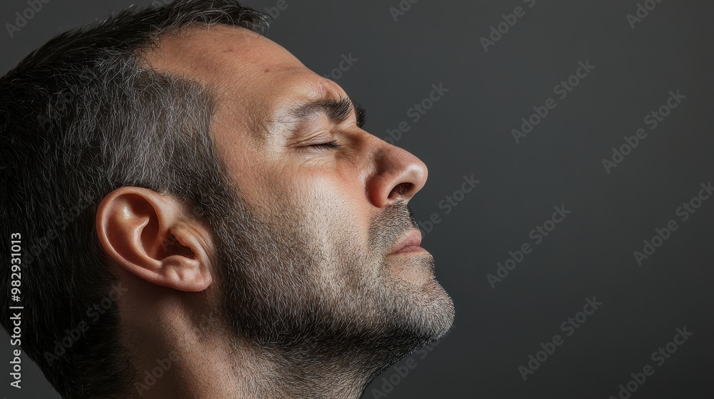 Obraz premium Profile of a Thoughtful Man in Deep Contemplation