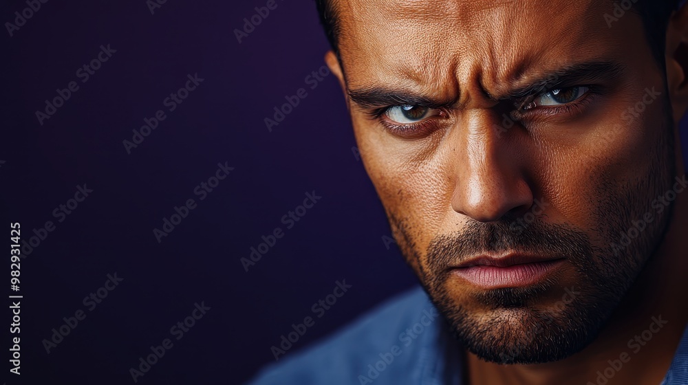 Intense Portrait of a Young Man with Deep Expression Intense Portrait of a Young Man with Deep Expression