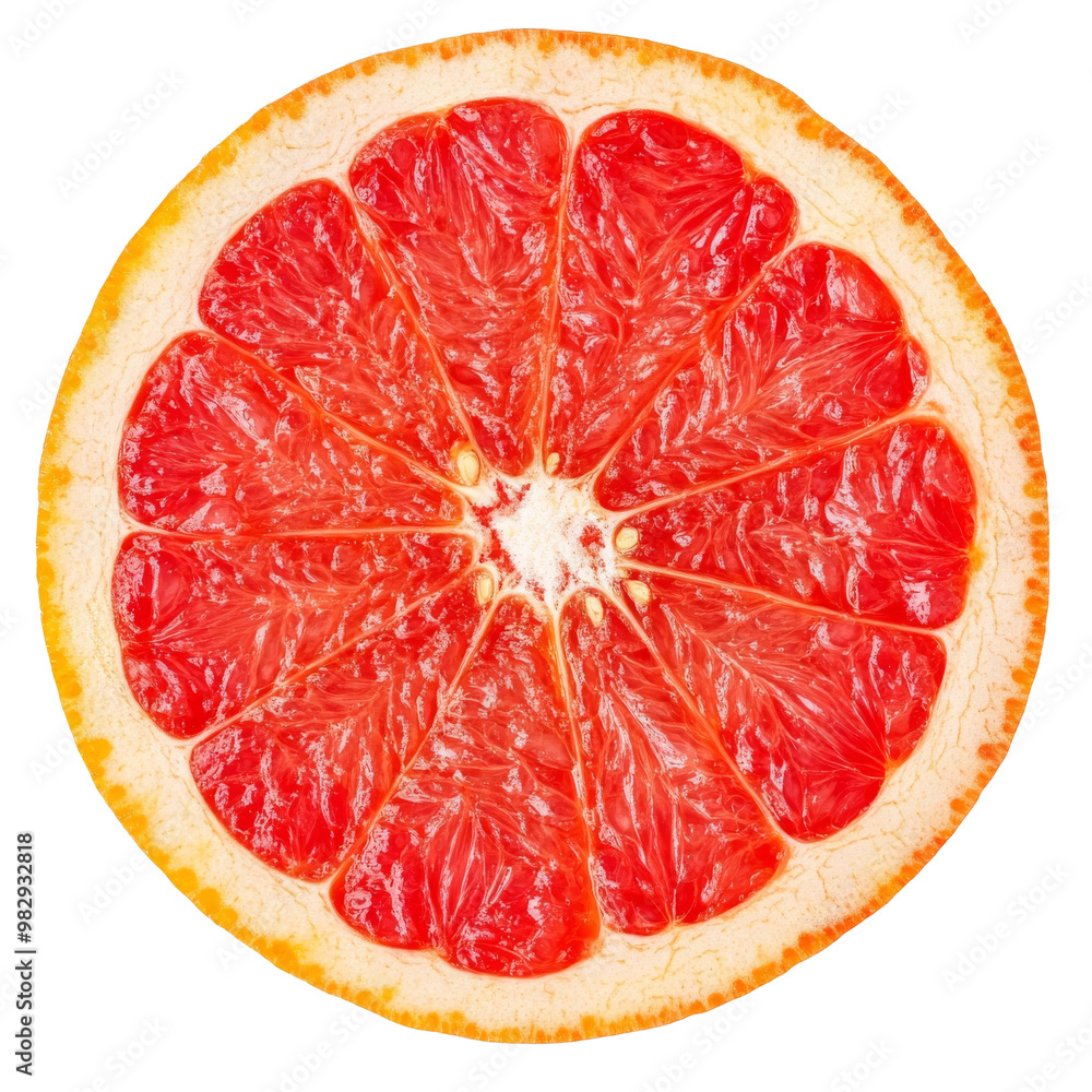 red grapefruit slice, clipping path, isolated on a white background red grapefruit slice, clipping path, isolated on a white background