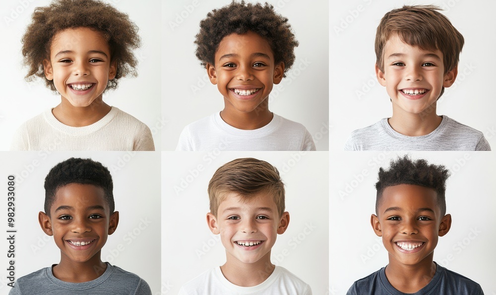 Fototapeta premium Happy Diverse Kids Portrait Collage