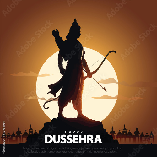Happy Dussehra festival of India. of Lord Rama killing Ravana. vector illustration design