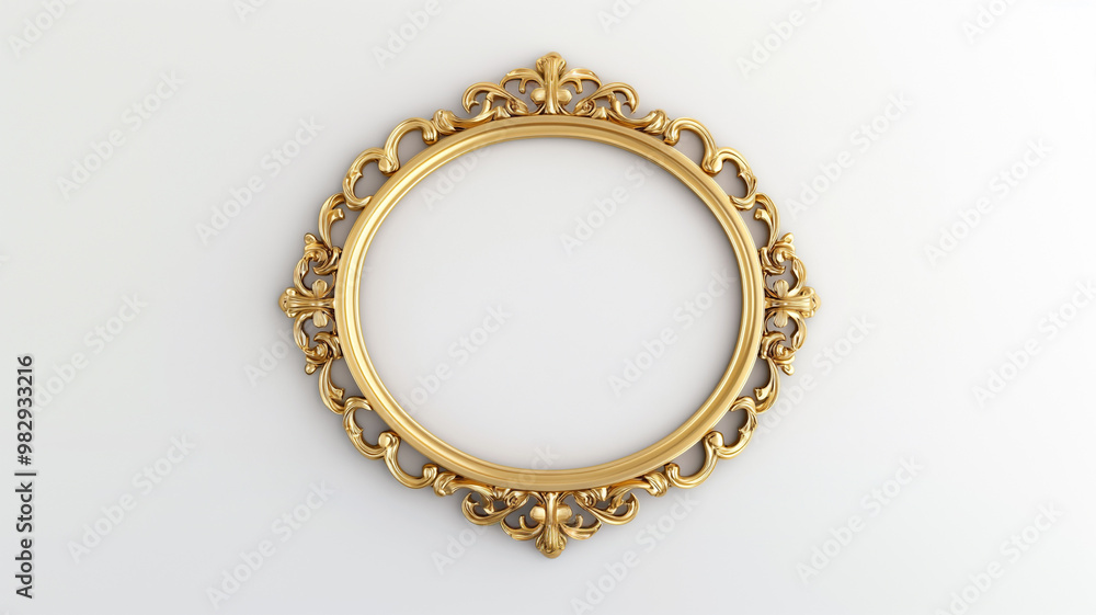 a simple oval gold classic frame on white background. a simple oval gold classic frame on white background.