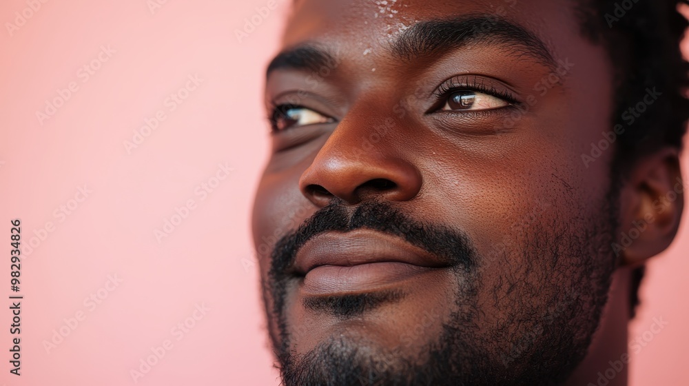 Obraz premium Close-Up of Smiling Man Against Pink Background