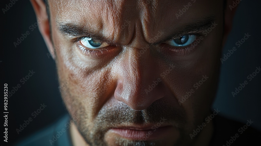 Intense Male Portrait with Striking Blue Eyes Intense Male Portrait with Striking Blue Eyes
