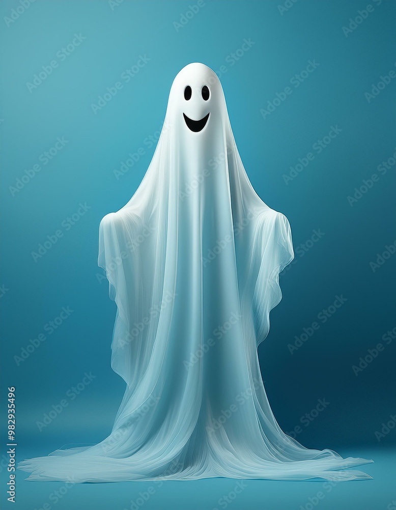 Friendly ghost on light blue background Friendly ghost on light blue background