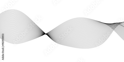 innovation wave line background with smooth shape and black white color. Beautiful waving line in white background color. Horizontal banner template. Abstract smoke template