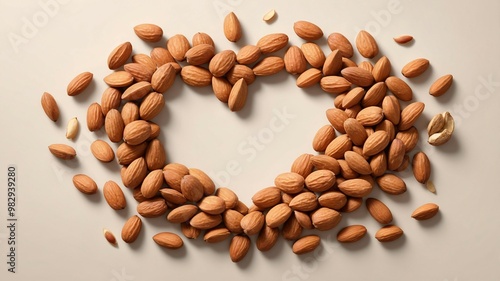 Heart Shaped Almond Arrangement on Neutral Background photo