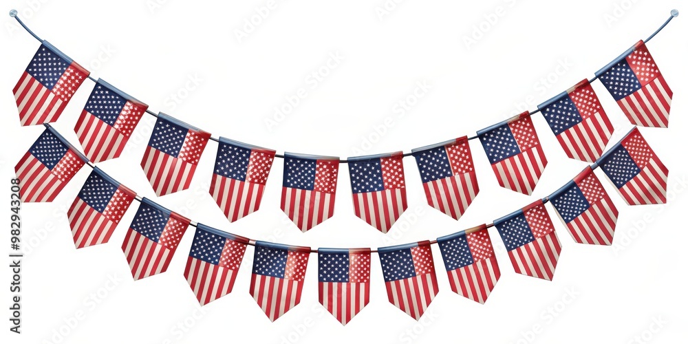 Obraz premium Patriotic American USA Flag Decorative Hanging Garland for Independence Day Celebration