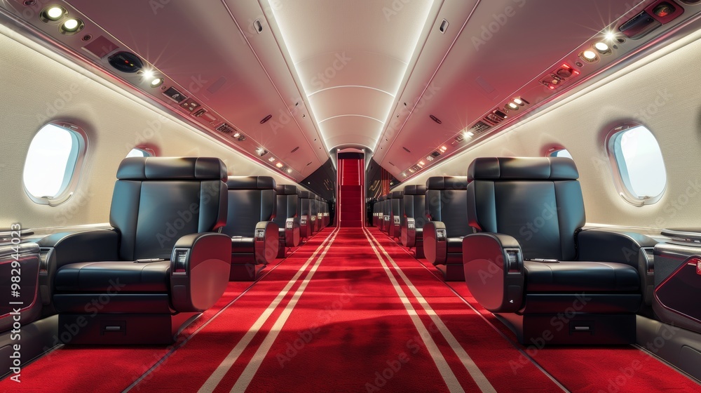 Fototapeta premium red carpet inside a jet