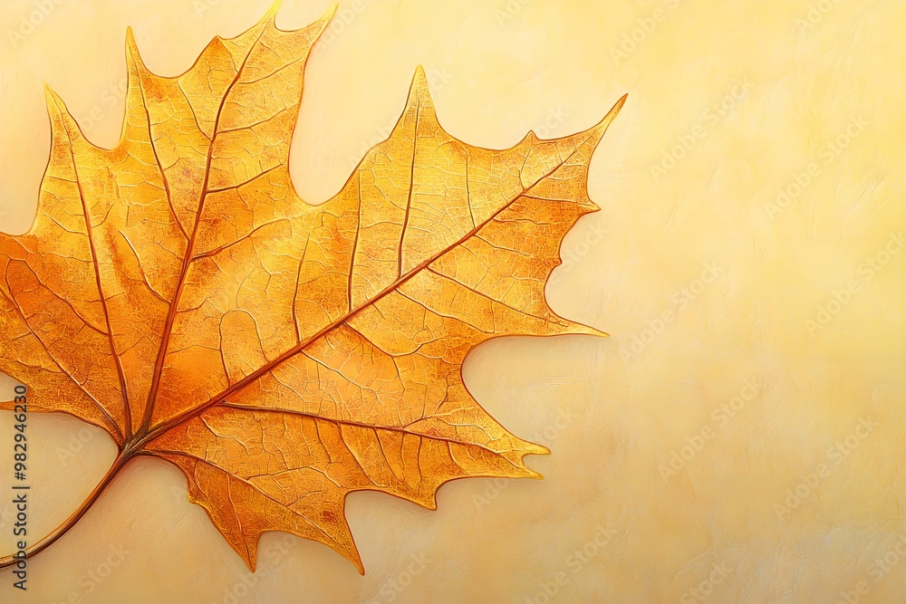 Golden Maple Leaf on Plain Background, nature, autumn, foliage, texture Golden Maple Leaf on Plain Background, nature, autumn, foliage, texture