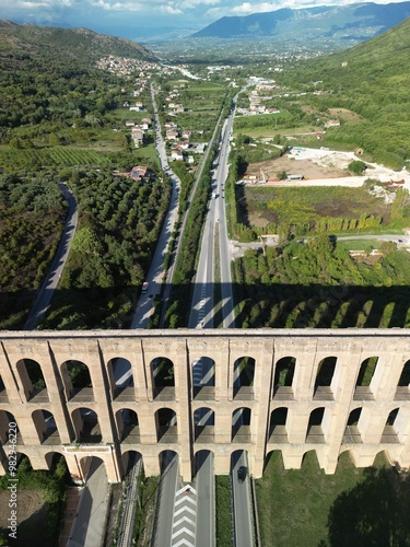 Carolinian aqueduct, valle di Maddaloni, old roman ruin, caserta, italy