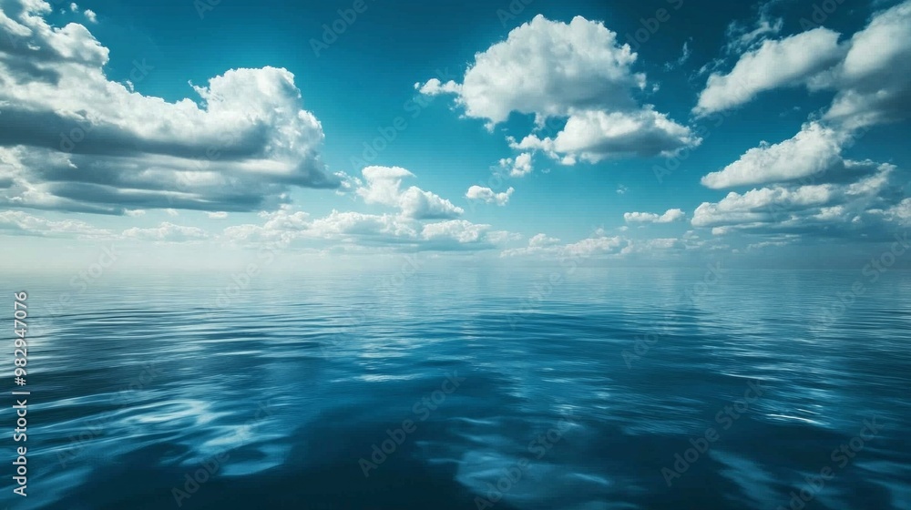 Obraz premium Calm weather on sea or ocean with clouds. 