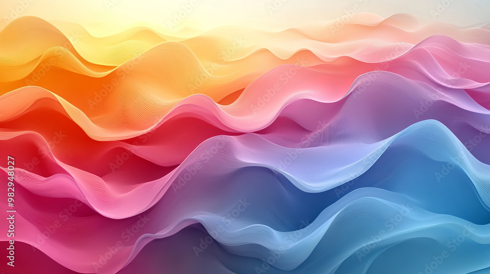 Fototapeta premium abstract pastel minimal background with geometric gradient waves 