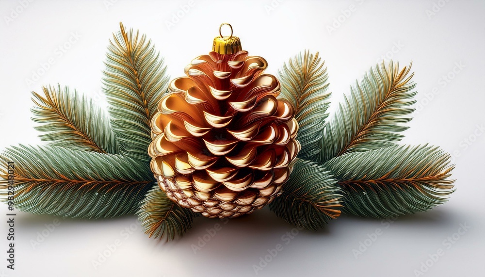 Here is the image of the fancy Christmas pine cone ornament for 2025 on a white background Here is the image of the fancy Christmas pine cone ornament for 2025 on a white background