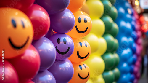 colorful 3D balloons with a beautiful smile photo