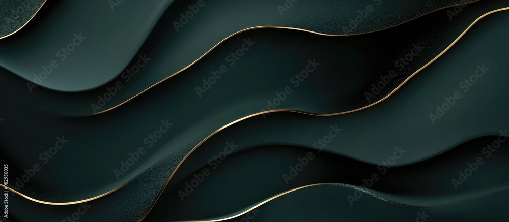 Obraz premium Abstract Dark Green And Black Background With Gold Accents 3D Render